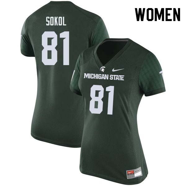 Women #81 Matt Sokol Michigan State College Football Jerseys Sale-Green